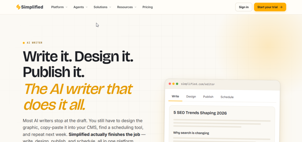 Simplified writer