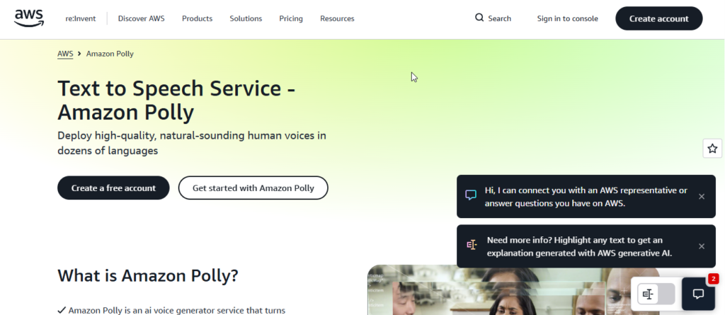 Amazon Polly AWS applications