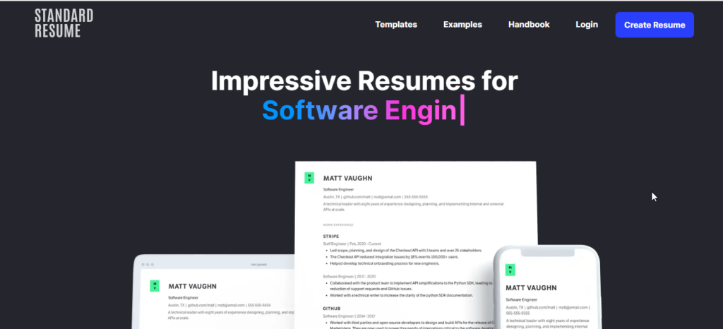 Standard Resume Minimalist Web Mobile Resumes